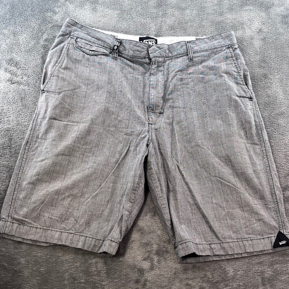 Vans Mens Glen Plaid Chino Shorts Grey White Skateboard Casual Size 36
